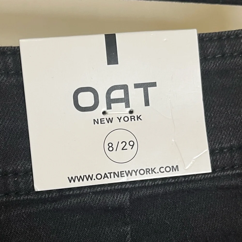 NWT Oat New York Women’s Waist 31 High Rise Wide Leg Black Stretch Jeans